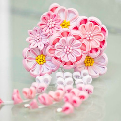 つまみ細工〉かんざし簪 髪飾り 梅/桜/花束 ·ピンク系☆日本髪