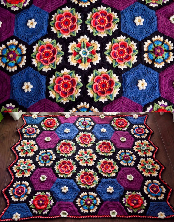 万華鏡♪ ハンドメイド【立体】かぎ針編み お花モチーフ編み 万華鏡♪ ハンドメイド【立体】かぎ針編み お花モチーフ編み