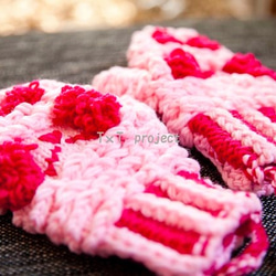 手編み手袋 ♥ パンダ ♥ ピンク 5枚目の画像