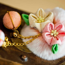 薔薇刺繍と花柄のぱっちんピンSet(オレンジB) ヘアピン ししゅばやし