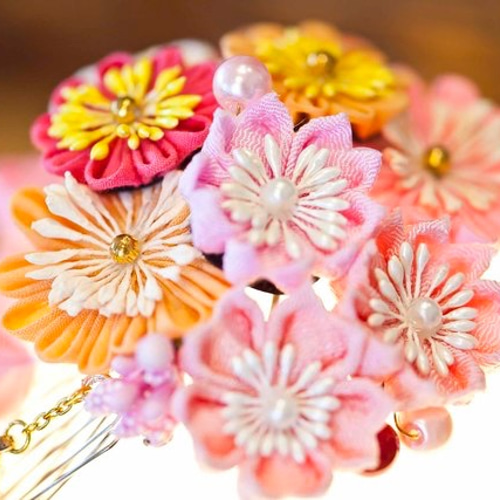 つまみ細工 梅の櫛かんざしセット 着物 成人式 振袖 日本髪 簪 髪飾り つまみ細工 梅の櫛かんざしセット 着物 成人式 振袖 日本髪 簪