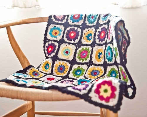ハンドメイド カラフルな毛糸モチーフ編みカバー マット アフガン ソファーカバー ハンドメイド カラフルな毛糸モチーフ編みカバー マット アフガン