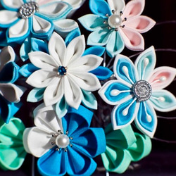 つまみ細工〉かんざし簪/櫛髪飾り/剣花☆勿忘草☆日本髪和装成人式卒業