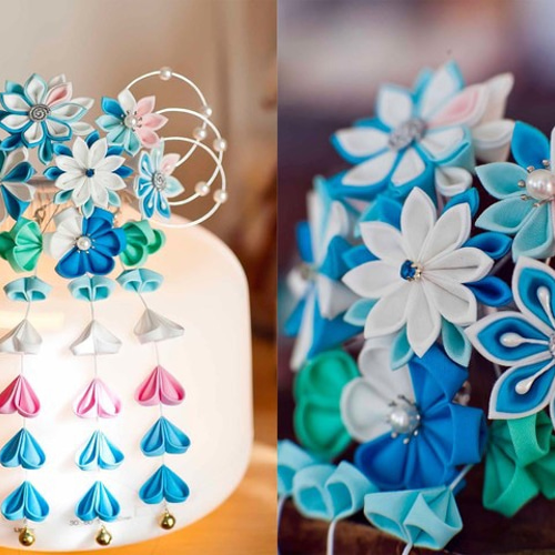 つまみ細工〉かんざし簪/櫛髪飾り/剣花☆勿忘草☆日本髪和装成人式卒業