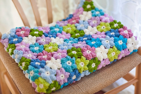 アジサイ（紫陽花）❁かぎ針編み お花モチーフ編み❁編み物/かぎ針編み/鍵編み★ソファーカバー膝掛け/母の日 3枚目の画像