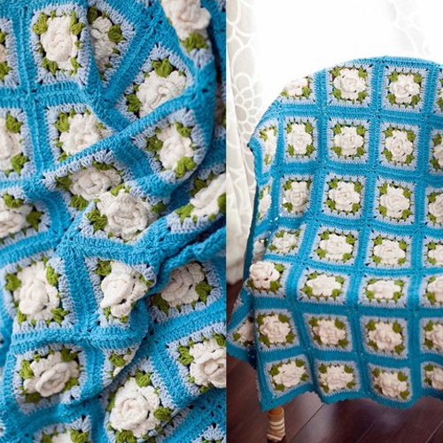 葉っぱモチーフ かぎ針編み B （How to crochet Leaf square