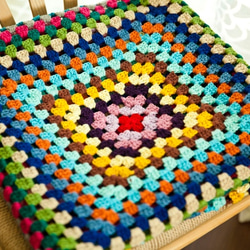 ハンドメイドかぎ針編み お花 モチーフ編み ひざ掛け❁ステンドグラス❁手作り/編み物/かぎ針編み 5枚目の画像