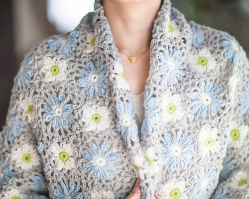 手編みショール 約165×約27 約180g 花ショール かぎ針 ハンドメイド 手編みショール 約165×約27 約180g 花ショール かぎ針 ハンドメイド