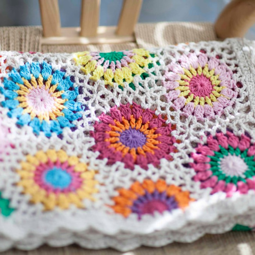 ★handmade★ お花モチーフ編みブランケット ハンドメイド 手編み かぎ針編み お花モチーフ ブランケット