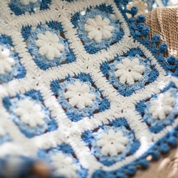 レース編み クッションカバー 編み物 ハンドメイド レース ❁ハンドメイドかぎ針編み お花 モチーフクッションカバー