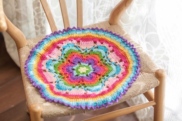 ピンクハート/ベッドカバー/ソファーカバー/かぎ針編み/手編み