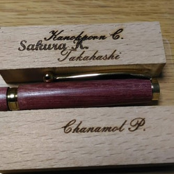 木製ボールペン　コンフォートラバーグリップタイプ　パープルハート　カリン　チーク　コクタン　ウオールナット　紫檀　ブナ 6枚目の画像