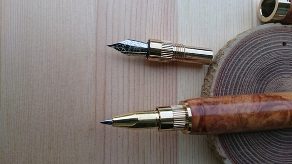 木製ペン　万年筆　ボールペン　グラデュエイトタイプ　  紫檀　黒柿　ウオールナット　受注生産 6枚目の画像