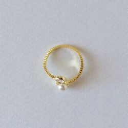 pearl & crystal pinkie ring〜パールと選べるクリスタルのピンキーリング〜 3枚目の画像