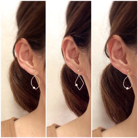 〈再々…販〉wire pearl earring〜ワイヤーとパールのイヤリング〜 5枚目の画像