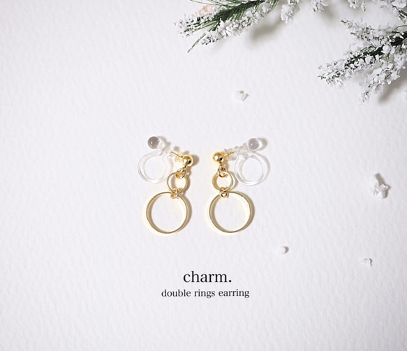 〈再々販〉double rings earring〜2つのリングが揺れるイヤリング〜 2枚目の画像