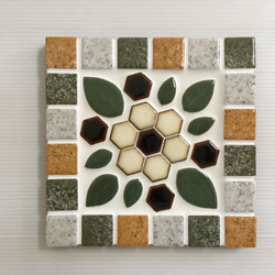 タイルの鍋敷：幾何学模様～ナチュラルつぶつぶタイル3色枠 1枚目の画像