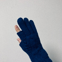 【受注制作】メンズスマホ対応手袋メリノウール100%ネイビー 1枚目の画像