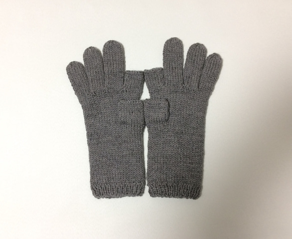 【受注制作】メンズスマホ対応手袋メリノウール100%グレー 3枚目の画像