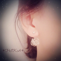 *一粒クリスタル ♡ wire ball pierce*  【silver】 1枚目の画像