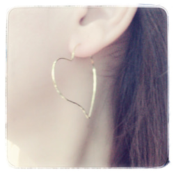 Heart hoop pierce × mink fur     *white* 2枚目の画像