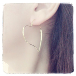 Heart hoop pierce ×  mink fur     *Burgundy* 5枚目の画像