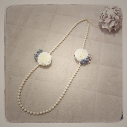 *cottonpearl necklace × flower corsage* 【White】 4枚目の画像