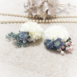 *cottonpearl necklace × flower corsage* 【White】 5枚目の画像