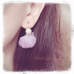 *flower fringe  earring*       【purple】 2枚目の画像