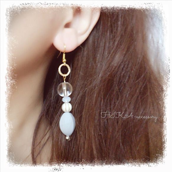 *antique volume pierce*    【bluegrey×gold】 2枚目の画像