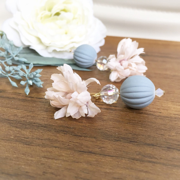 *botanical×beads pierce*       【pink beige】 4枚目の画像