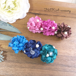 *flower barrette*         【blue×green】 2枚目の画像