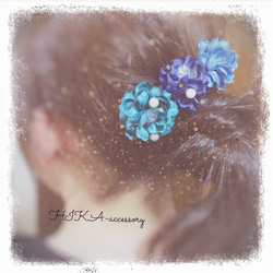 *flower barrette*         【blue×green】 3枚目の画像