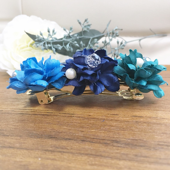 *flower barrette*         【blue×green】 4枚目の画像