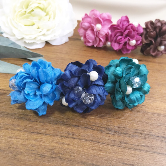 *flower barrette*         【blue×green】 5枚目の画像