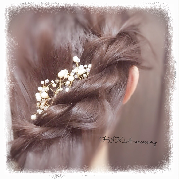 *wire beads accessory*   【hair comb】 2枚目の画像