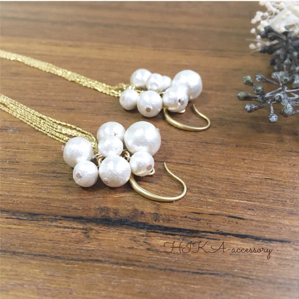 **cotton pearl × chain  luxury pierce** 3枚目の画像