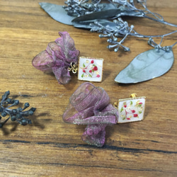 **botanical×chiffon earring**     【pink】 3枚目の画像