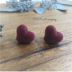 **velours heart pierce**    【ボルドー】 2枚目の画像