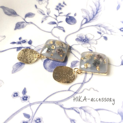 **cabochon pierce**         【baby's breath  ×gold plate】 3枚目の画像