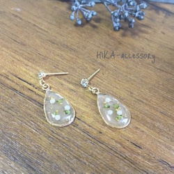 **jewelry cabochon pierce**  【milk tea】 2枚目の画像