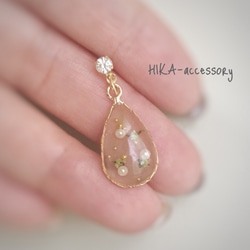 **jewelry cabochon pierce**  【milk tea】 3枚目の画像