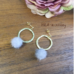 **fur×circle pierce**      【チタンポスト・イヤリング・14kgfに変更可】 1枚目の画像