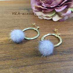 **fur×circle pierce**      【チタンポスト・イヤリング・14kgfに変更可】 3枚目の画像