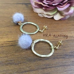 **fur×circle pierce**      【チタンポスト・イヤリング・14kgfに変更可】 4枚目の画像