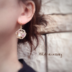 **hexagon pierce**      【ピンクトルマリン】 2枚目の画像