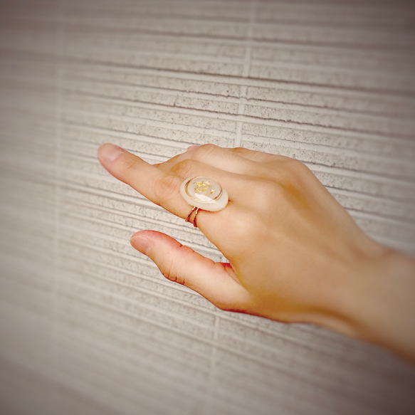 ♘ ellipse antique ring ♘  【ミルクホワイト】 6枚目の画像