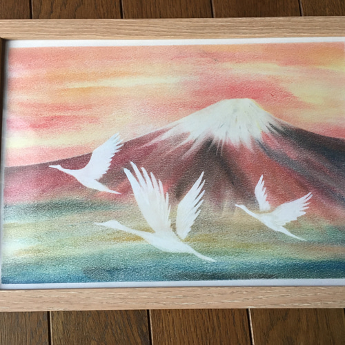 楽天市場】絵画 油絵 富士に鶴（赤富士） F30号 （佐野次郎