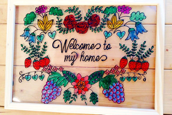 月と海壁かけ鏡ステンドグラス