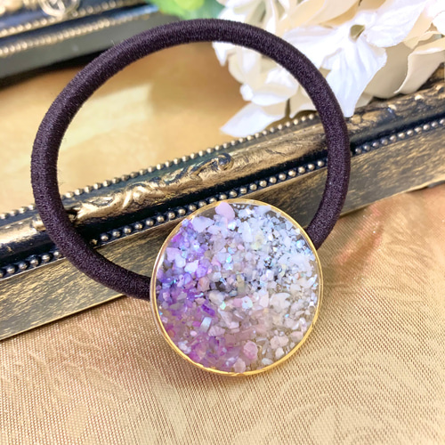 シェルのヘアゴム 紫のグラデーション レジン ヘアゴム qui 通販